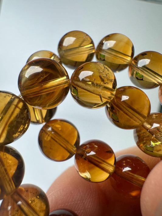 Whiskey Citrine Bracelet 7.5mm | Natural Golden Citrine Beaded Bracelet | Warm Yellow Gemstone Jewelry for Everyday Wear & Collectors