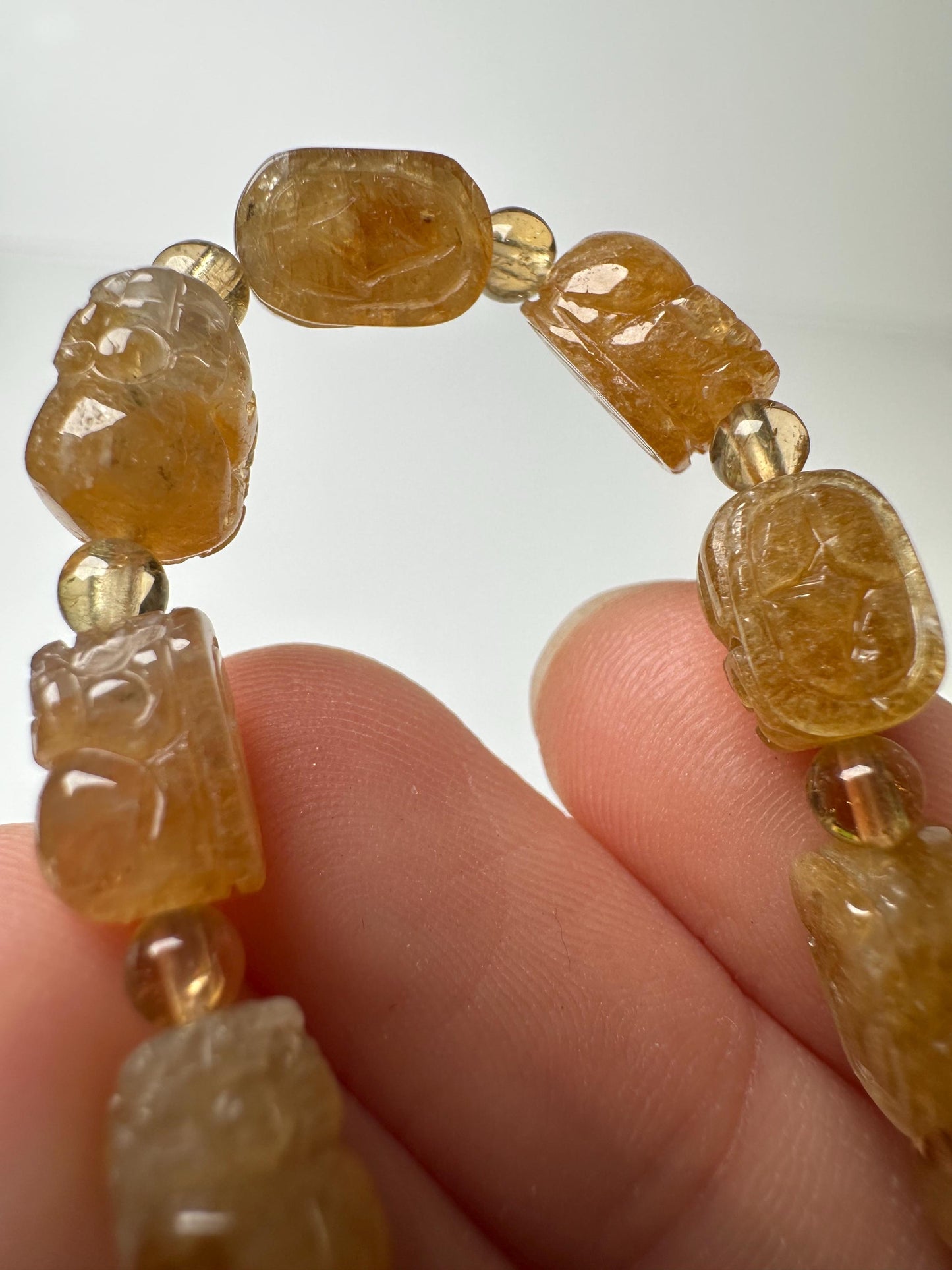 Yellow Tourmaline Pixiu Bracelet | Natural Crystal Bead Jewelry | Wealth Luck Protection Bracelet Gift for Collectors