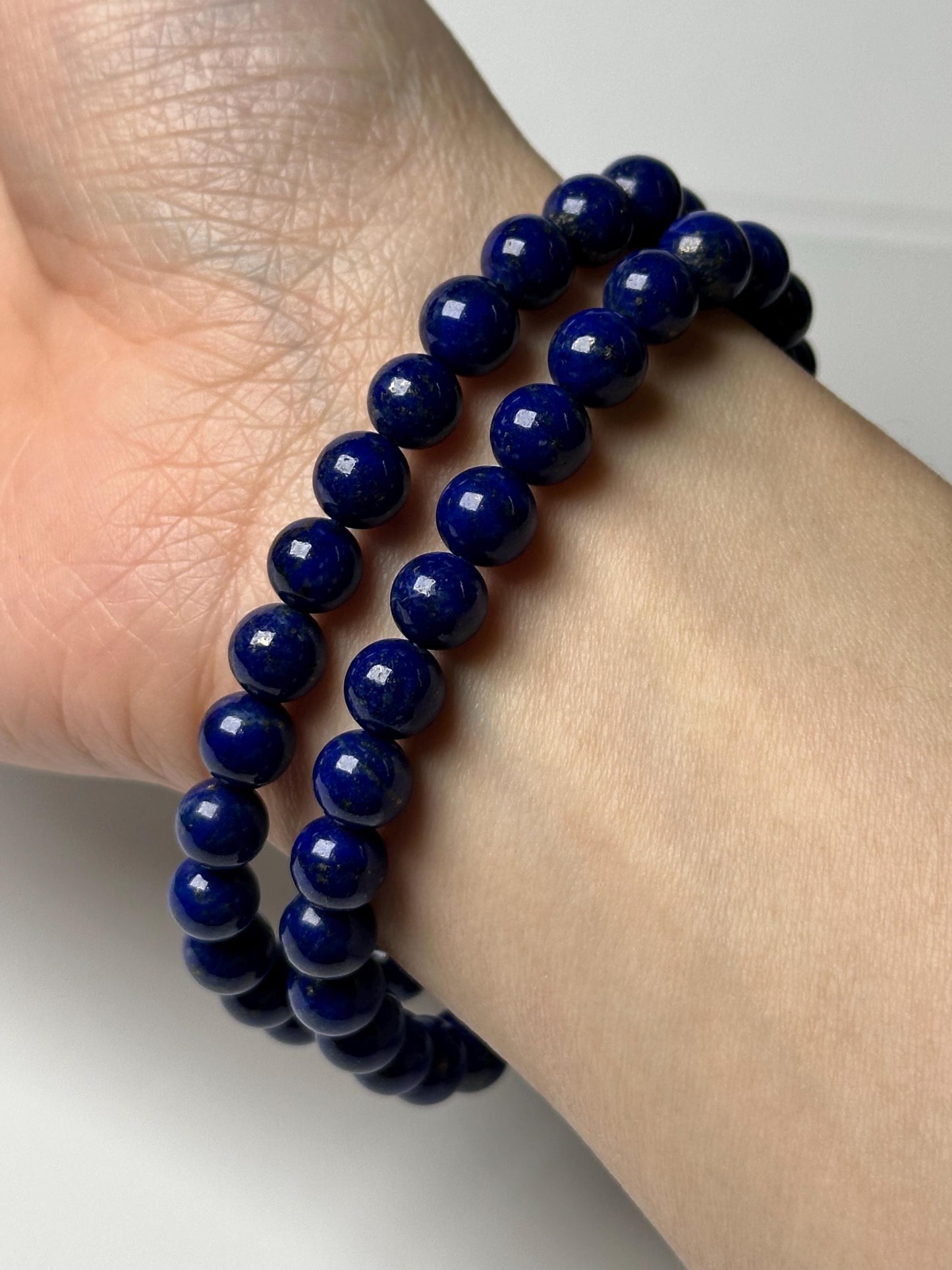 Lapis Lazuli Bead Bracelet 7mm | Natural Blue Gemstone Jewelry | Wisdom Truth Confidence Crystal Bracelet Gift for Collectors