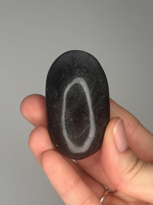 Fluorite with Pyrite Palmstone – Polished Crystal for Focus & Confidence, Natural Gemstone Combo, Energy Tool, Unique Decor Piece