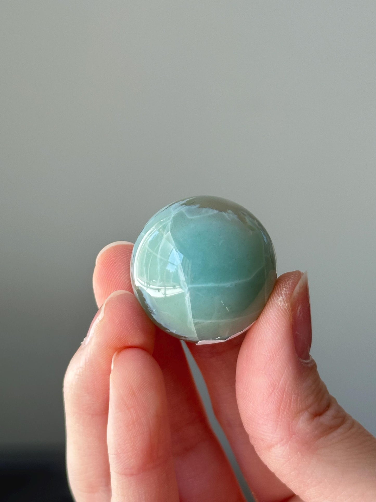Green Flower Agate Sphere | Natural Floral Agate Crystal Ball | Soft Green Blossom Gemstone Decor Gift for Collectors