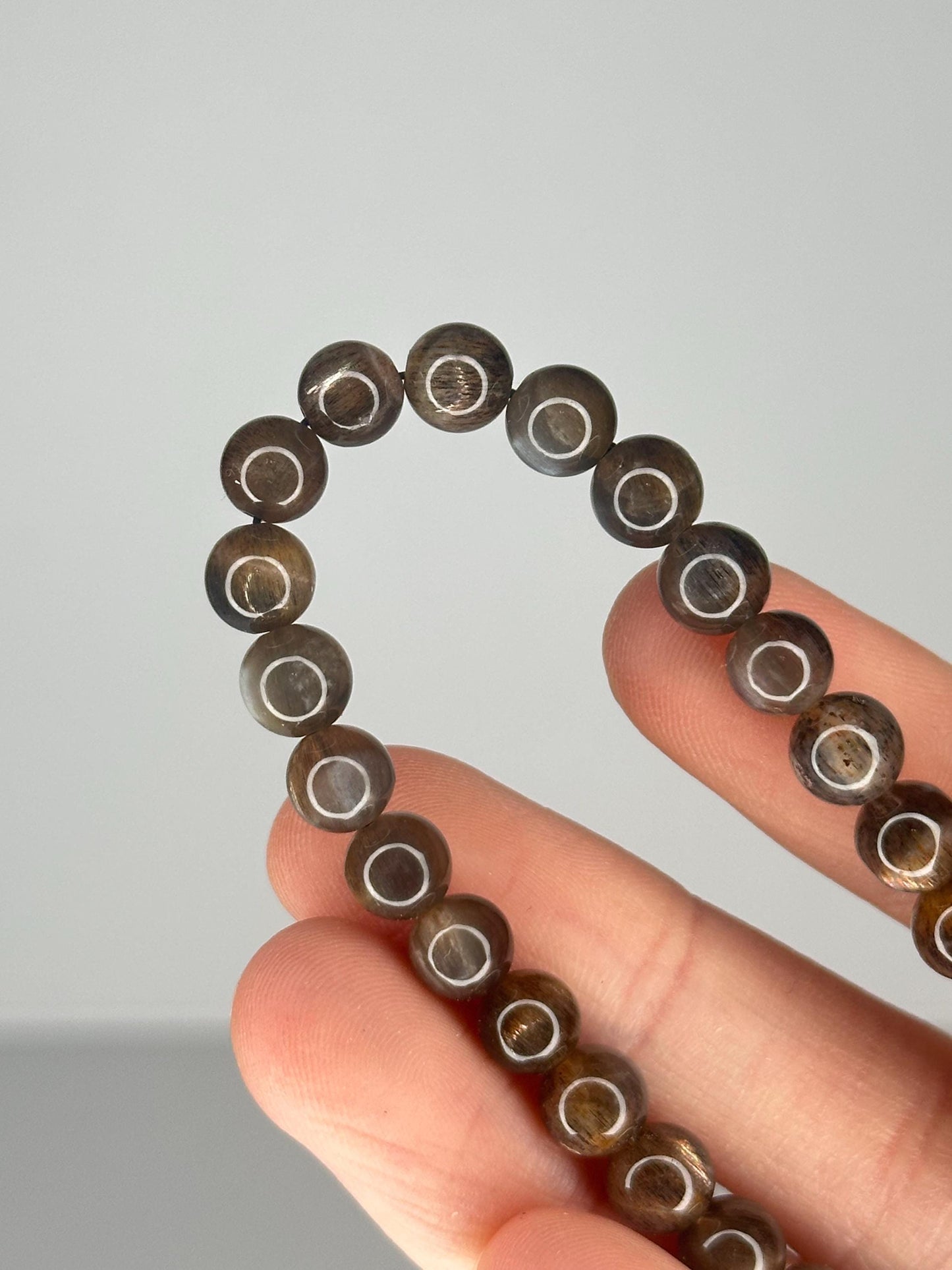 Black Sunstone Moonstone Bracelet 6.8mm | Natural Black Feldspar Beaded Bracelet | Flashy Gemstone Jewelry for Collectors & Everyday Wear