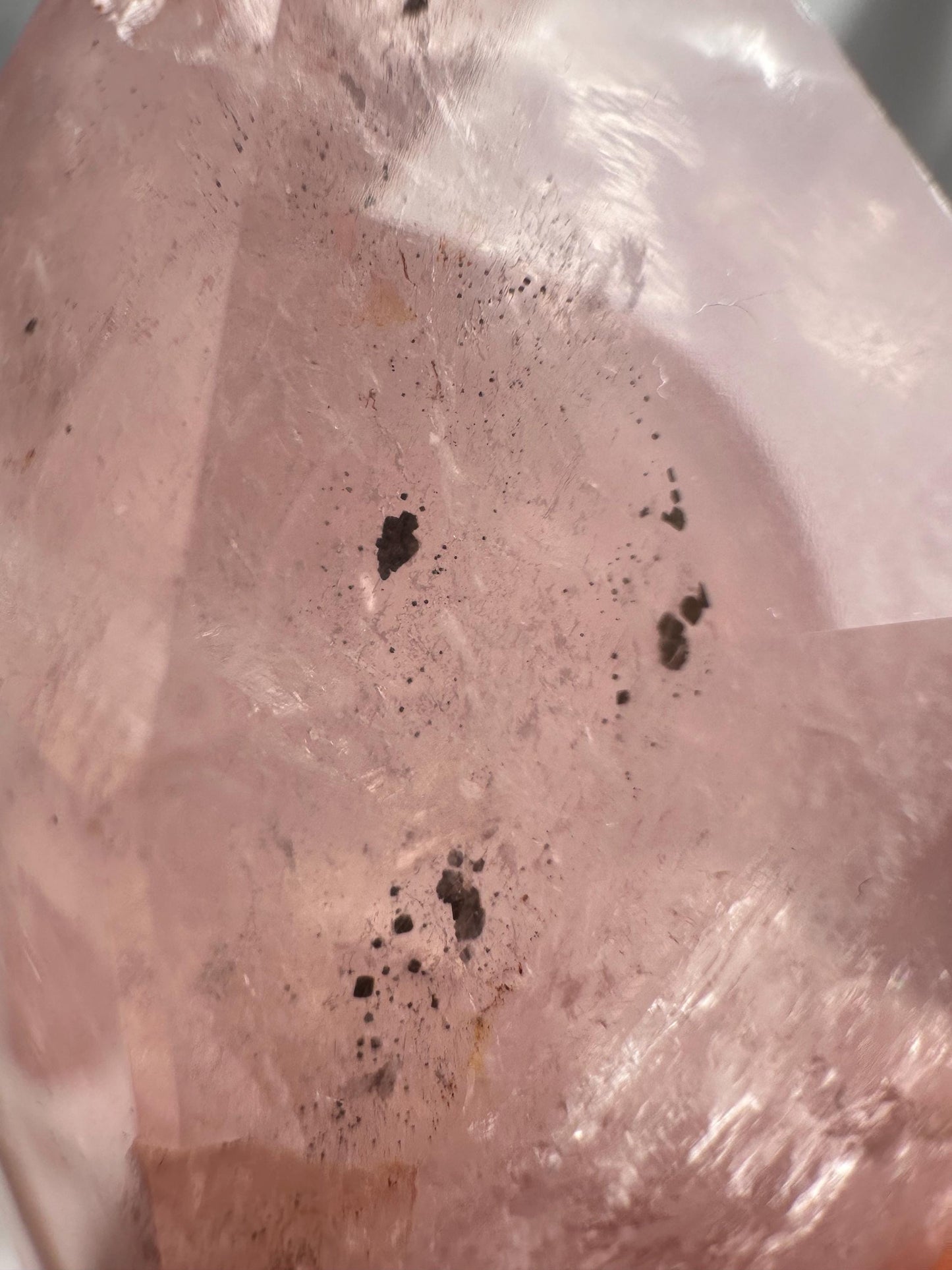 Watermelon Pink Rose Quartz Tower from Brazil w/ Pyrite | Natural Pink Quartz Crystal Point | Unique Gemstone Decor Gift for Collectors