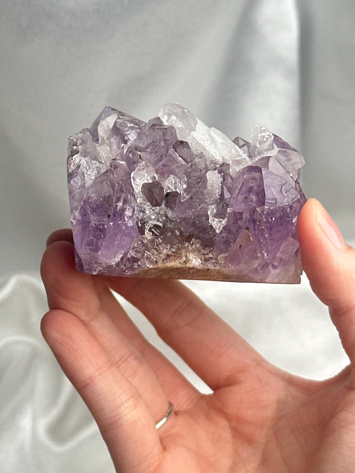 Amethyst with Druzy Quartz Point | Natural Purple Quartz Crystal Specimen | Sparkling Druzy Formation Decor Gift for Collectors