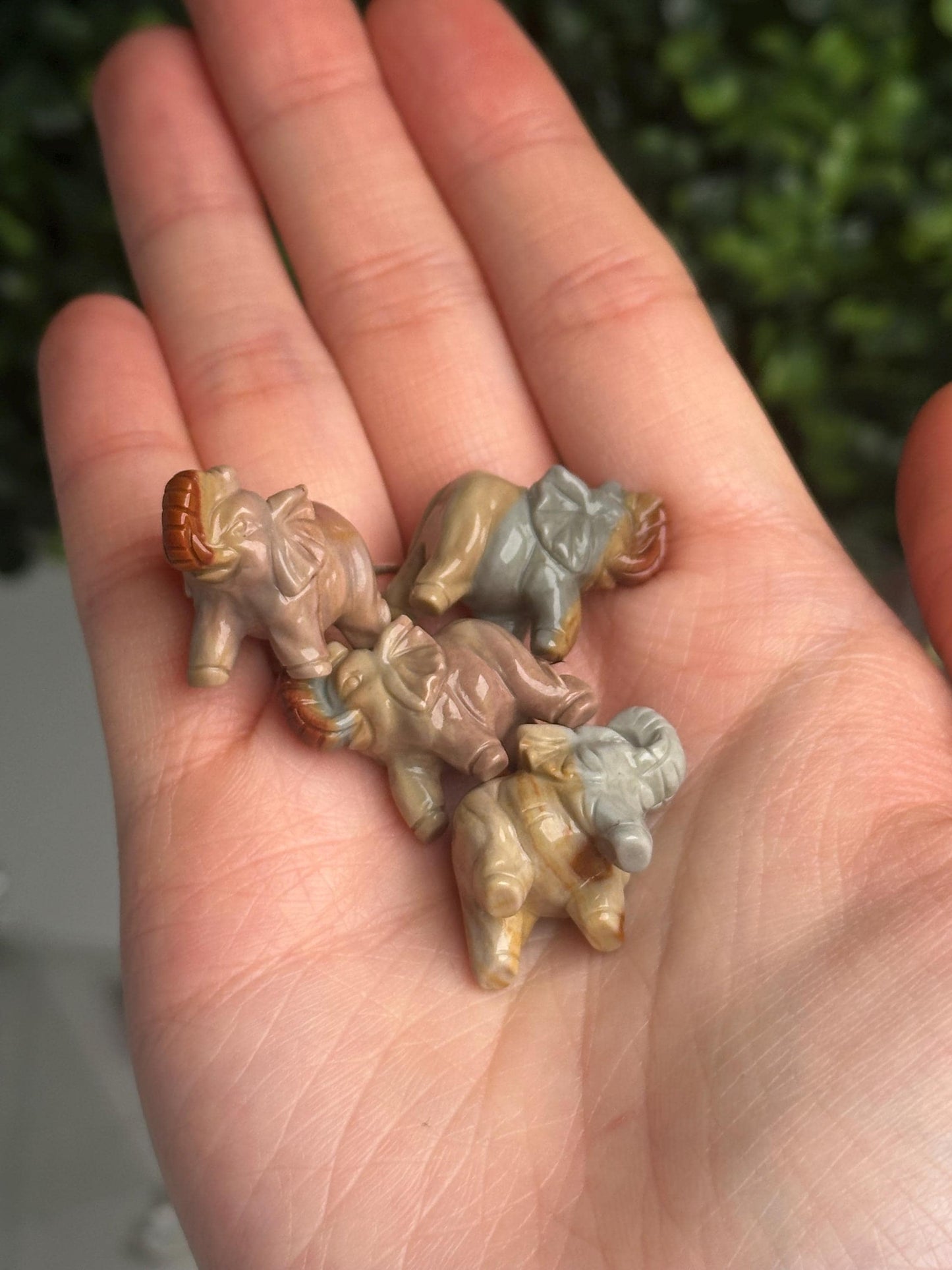 Mini Alashan Agate Elephant Carving | Natural Colorful Agate Crystal Figurine | Hand Carved Animal Decor Gift for Collectors