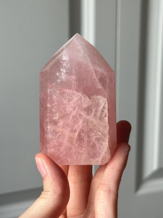 HQ Gemmy Rose Quartz Tower from Brazil | Natural High Clarity Pink Quartz Crystal Point | Collector Specimen, Home Decor & Gift