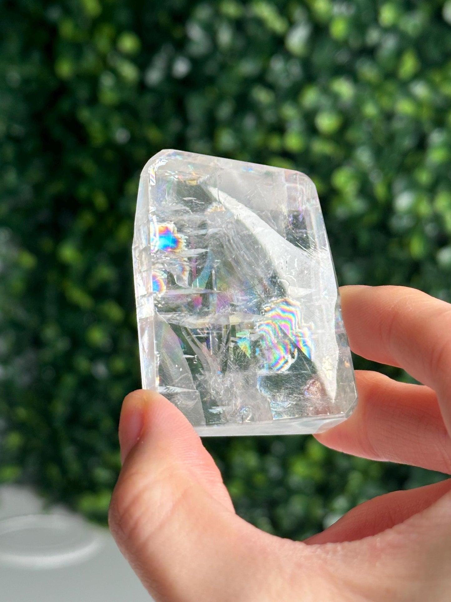 Rainbow Optical Calcite Freeform | Natural Clear Iceland Spar Calcite | Polished Transparent Freeform Display for Collectors & Decor