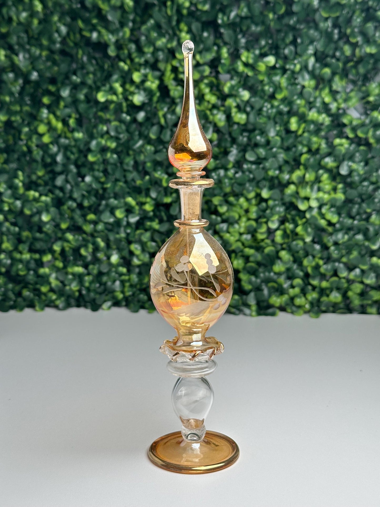 Egyptian Yellow Glass Perfume Bottle | Delicate Handcrafted Decor for Vanity or Gift | Vintage-Inspired Collectible Vial