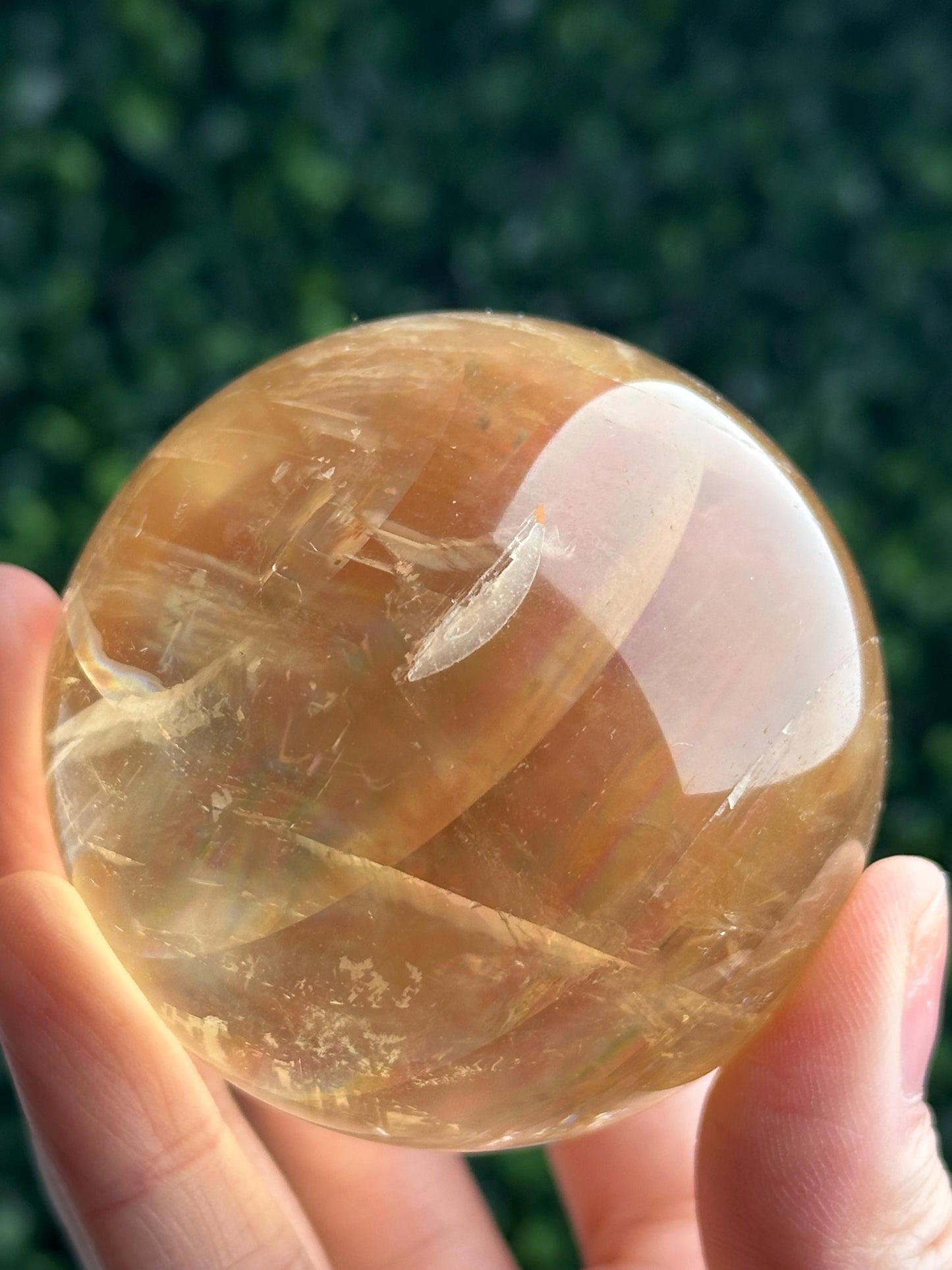 Honey Calcite Sphere | Natural Golden Yellow Calcite Crystal Ball | Polished Mineral Display Home Decor, Collector Piece Unique Crystal Gift