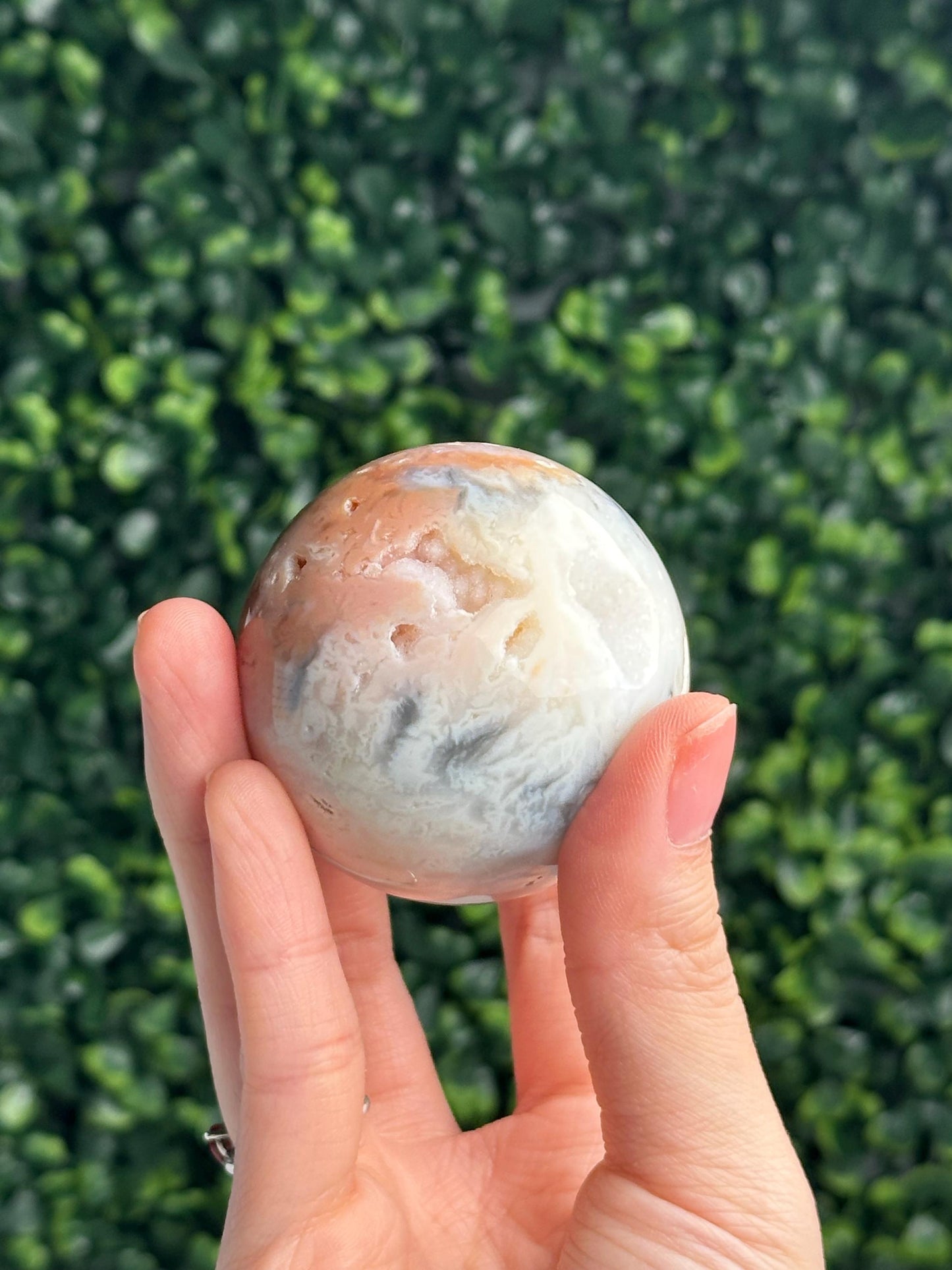 Pink Rainbow Plume Agate Sphere from Indonesia | Natural Plume Agate Crystal Ball | Colorful Mineral Display, Home Decor & Collector Gift