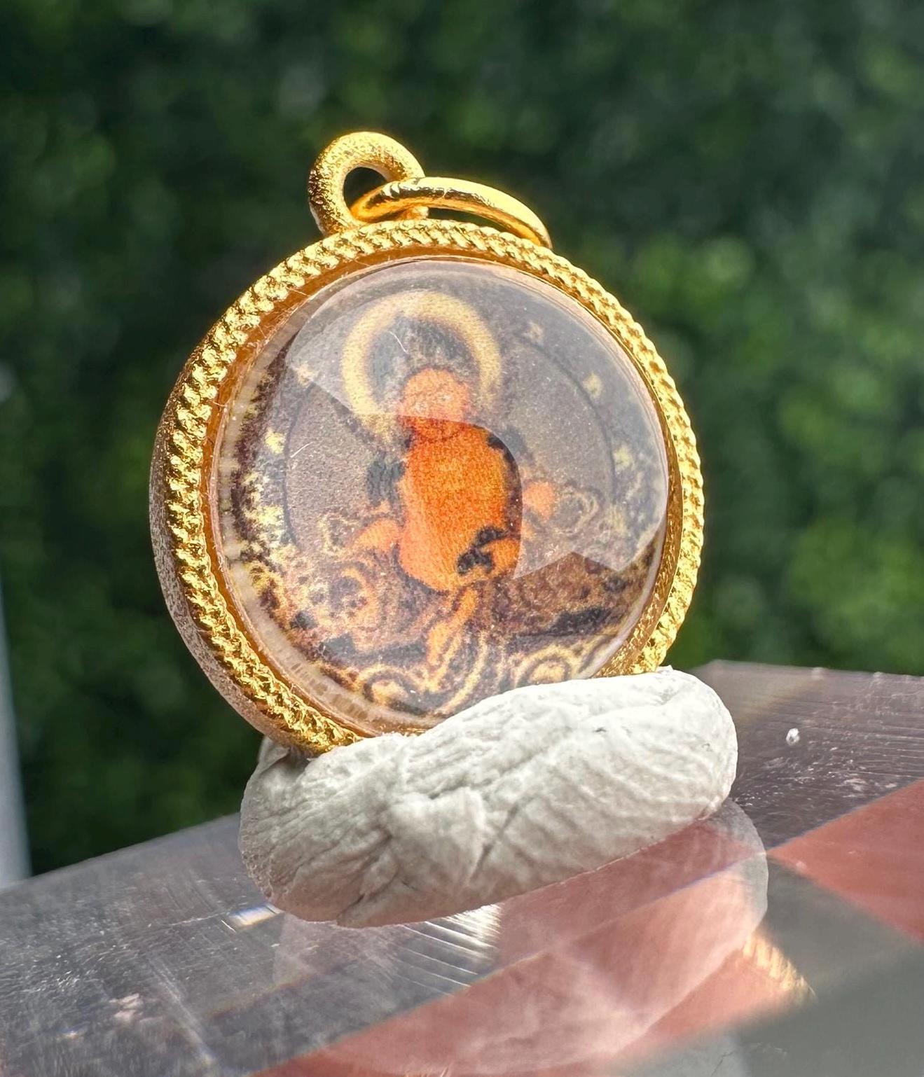 Mini Yellow Dzambhala Pendant Charm | Tibetan Buddhist Wealth Deity Charm | Jambhala Prosperity Amulet | Spiritual Jewelry Good Fortune Gift