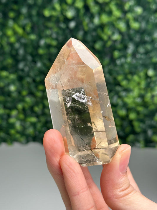 Quartz with Rutile Inclusions Faint Citrine | Natural Rutilated Crystal | Subtle Golden Yellow Quartz Mineral Specimen Collector Stone