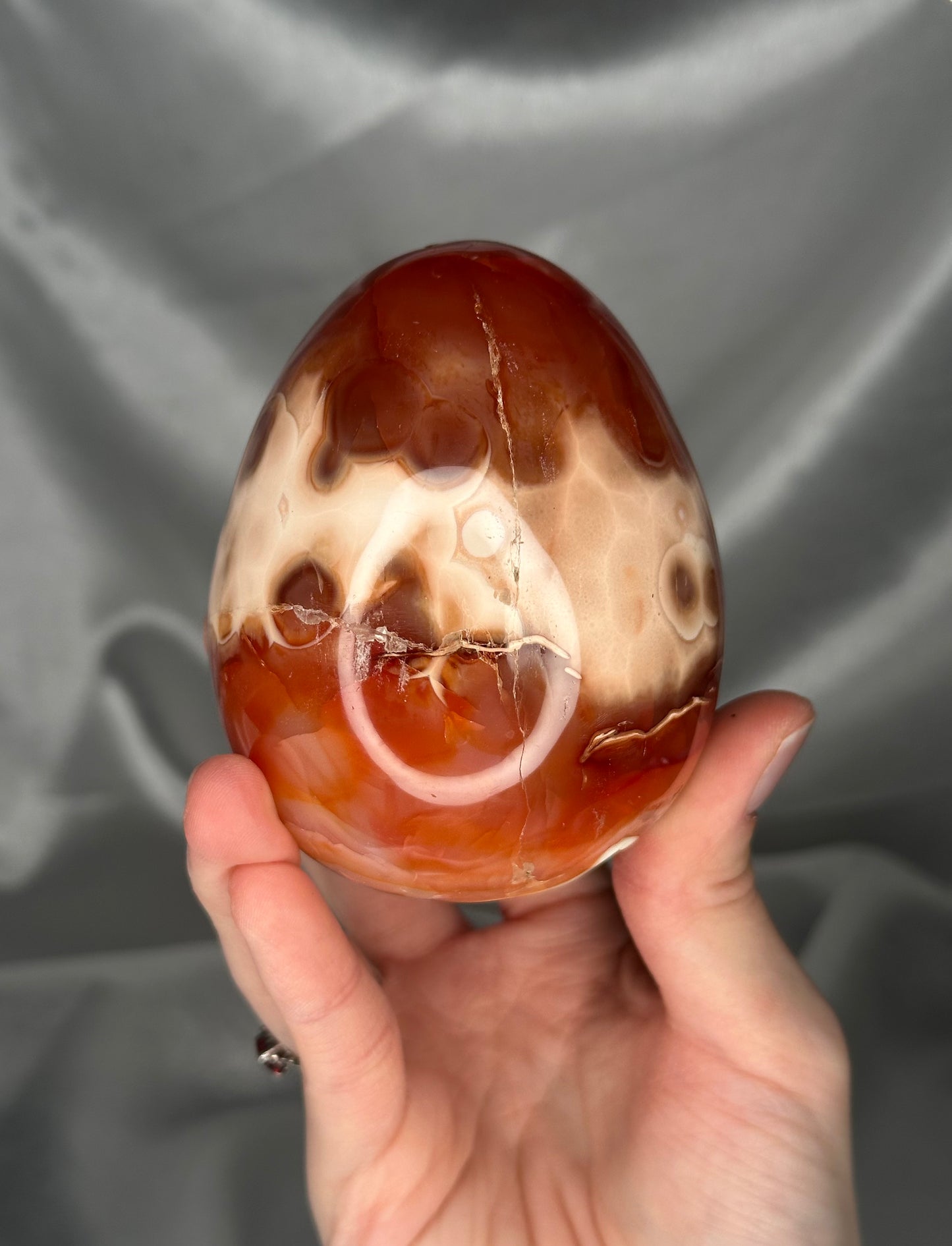 Carnelian Egg | Natural Orange Carnelian Crystal Egg Carving | Polished Mineral Specimen for Collectors Display Decor Accent