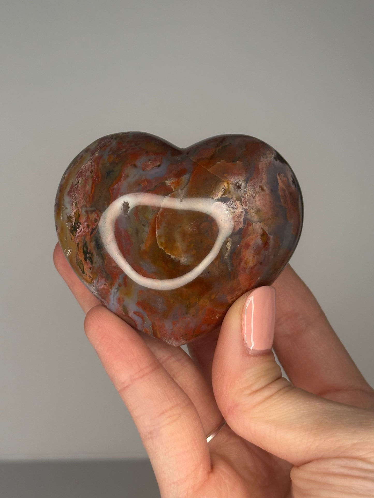Sea Jasper Heart Carving | Natural Ocean Jasper Crystal Heart | Polished Stone Heart Mineral Specimen for Collectors & Display