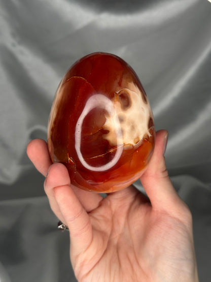 Carnelian Egg | Natural Orange Carnelian Crystal Egg Carving | Polished Mineral Specimen for Collectors Display Decor Accent