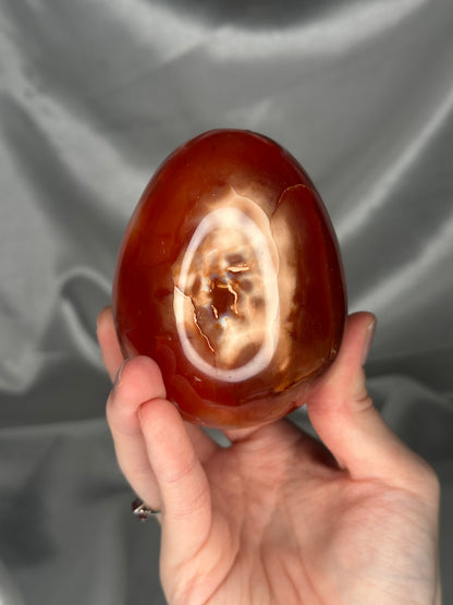 Carnelian Egg | Natural Orange Carnelian Crystal Egg Carving | Polished Mineral Specimen for Collectors Display Decor Accent