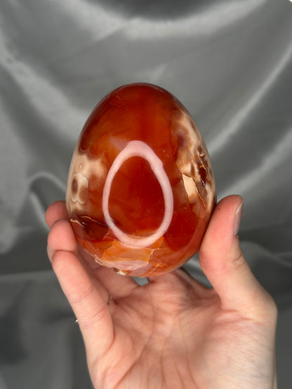 Carnelian Egg | Natural Orange Carnelian Crystal Egg Carving | Polished Mineral Specimen for Collectors Display Decor Accent