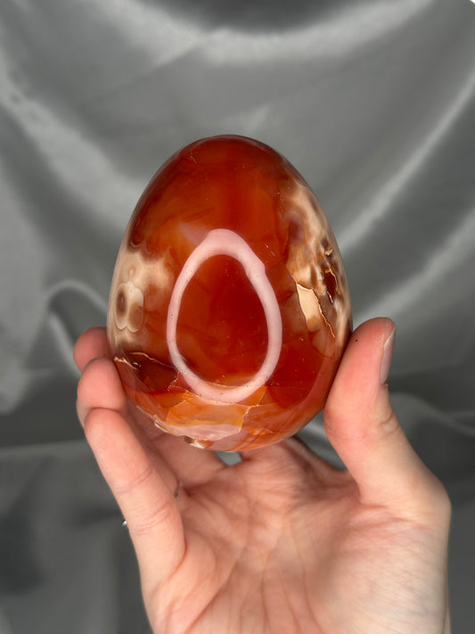 Carnelian Egg | Natural Orange Carnelian Crystal Egg Carving | Polished Mineral Specimen for Collectors Display Decor Accent