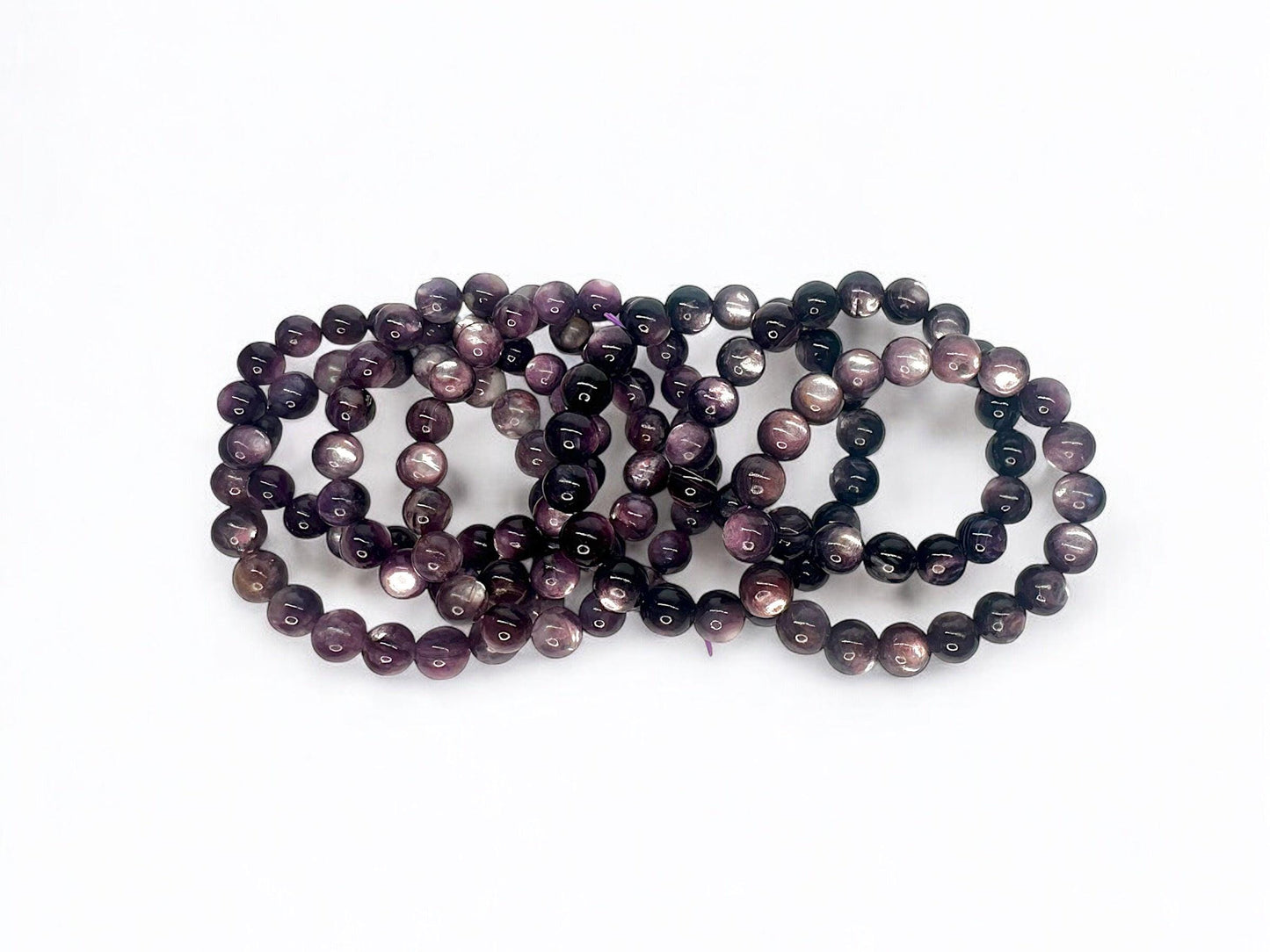 Stabilized Gem Lepidolite Bracelet –Natural Purple Gemstone Jewelry, Polished Crystal Beads, Stress Relief & Calming Stone, Gift