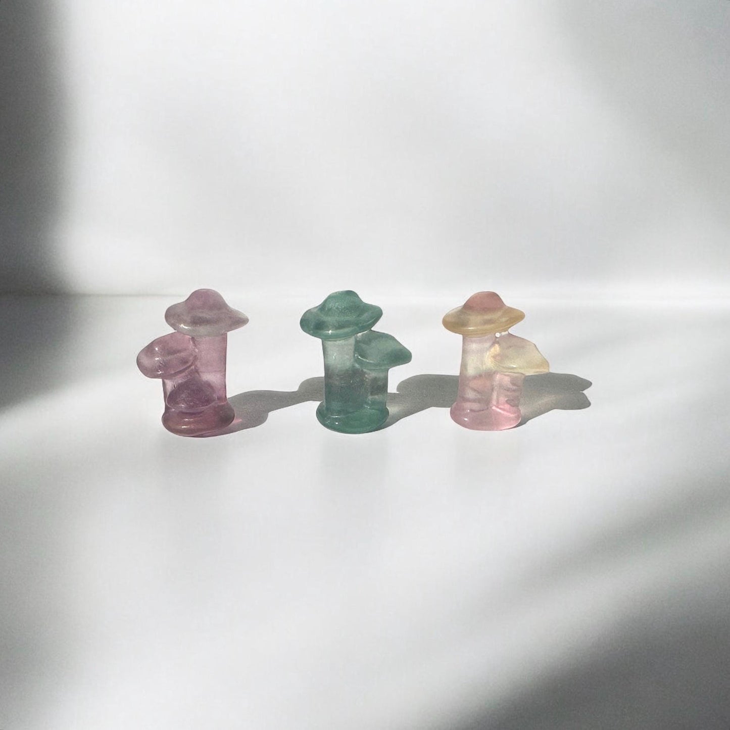 Mini Fluorite Mushrooms | Carved Fluorite Crystal Toadstools | Natural Gemstone Decor | Cute Crystal for Collection & Display