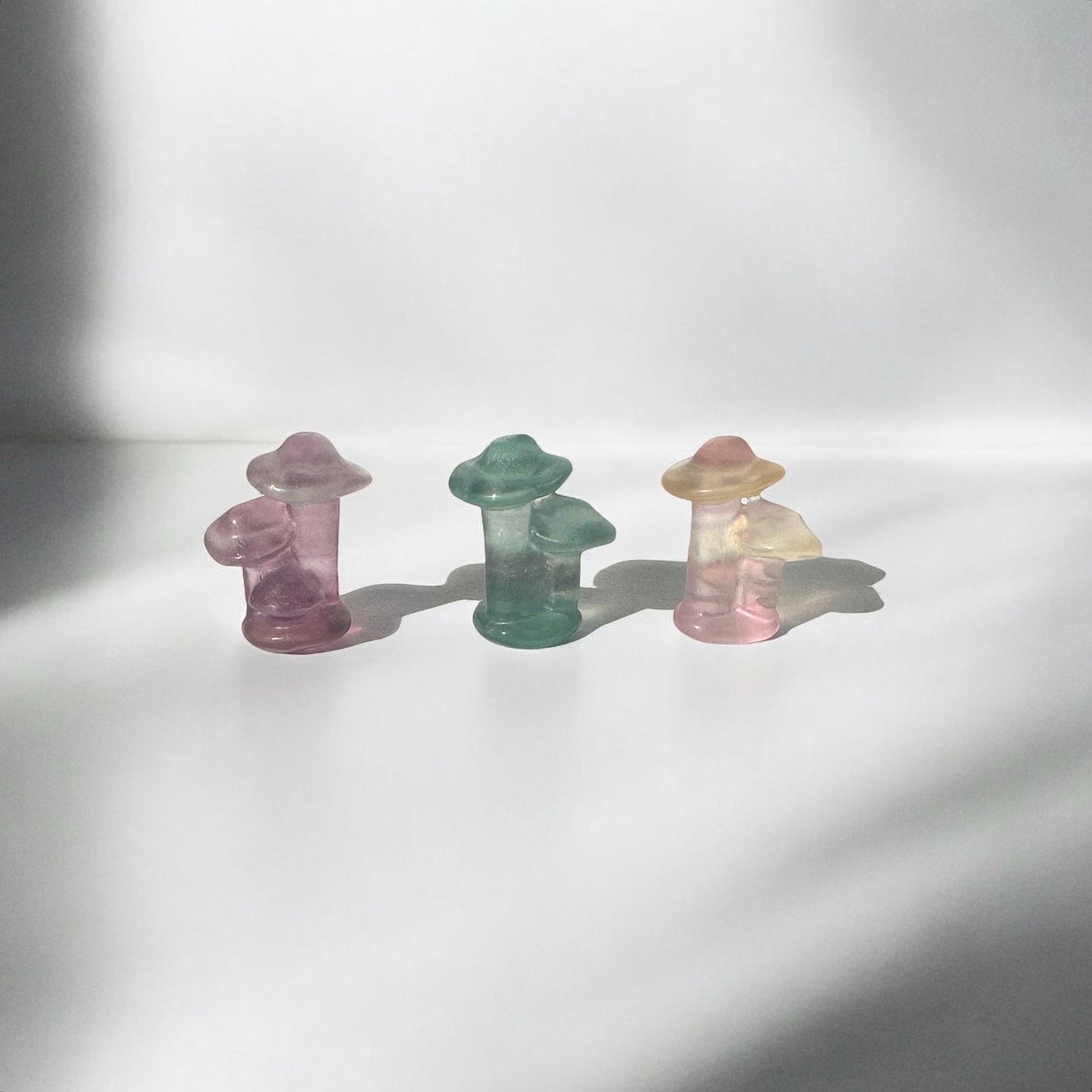 Mini Fluorite Mushrooms | Carved Fluorite Crystal Toadstools | Natural Gemstone Decor | Cute Crystal for Collection & Display