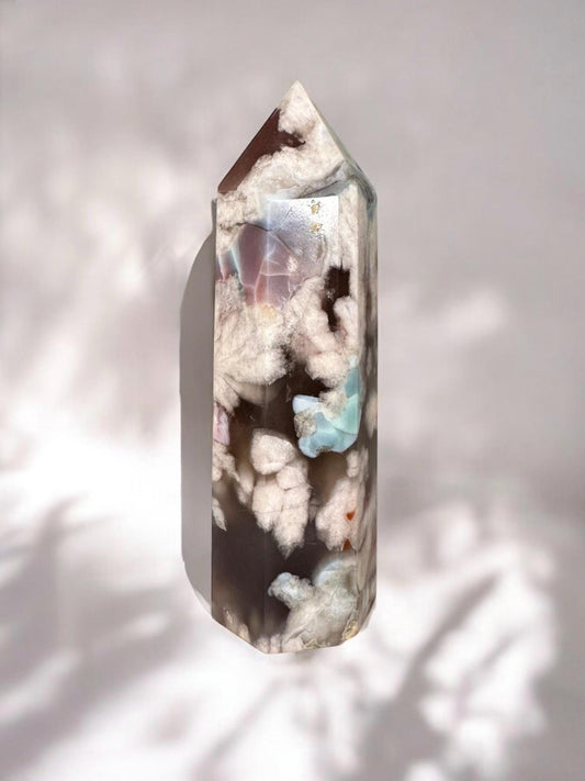 Black Flower Agate Towers | Polished Crystal Points | Natural Floral Patterns | Promotes Grounding & Emotional - You Pick!