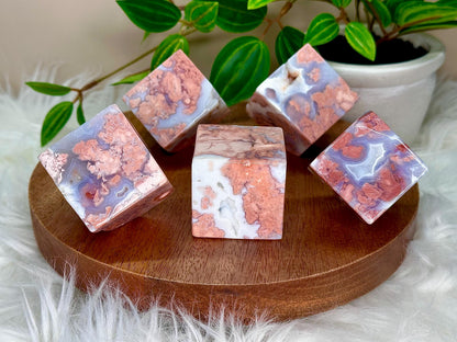 Floating Cube Cotton Candy Agate | Pastel-Toned Agate Formation | Natural Crystal with Unique Shape | Decorative Gemstone Specimen