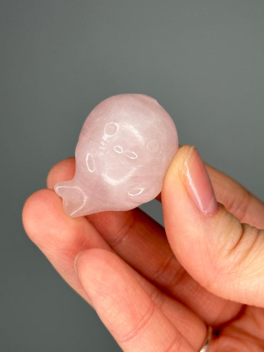 Mini Rose Quartz Seal | Carved Crystal Figurine | Stone of Love & Compassion | Cute Gemstone Decor and Gift