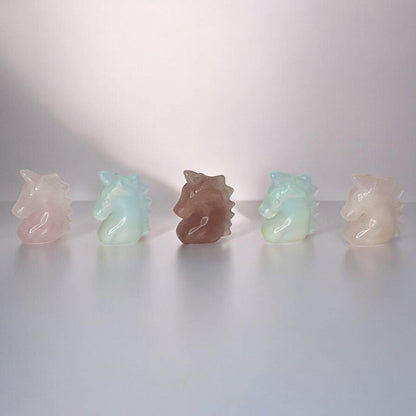 Mini Unicorn Carving | Tanzberry Quartz, Rose Quartz & Opalite | Mystical Crystal Figurine | Cute Gemstone Decor and Gift - You Pick!