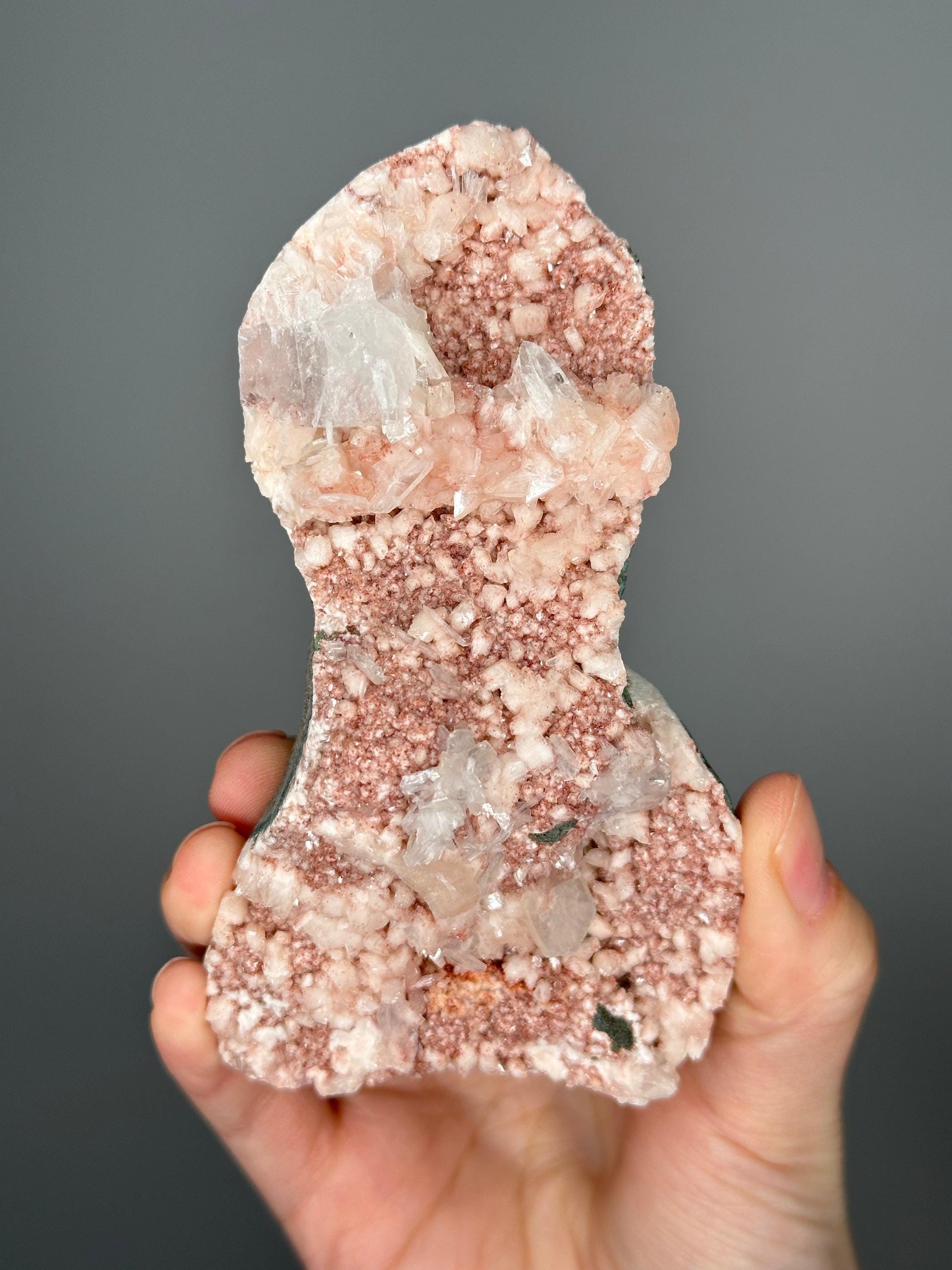 Green Apophyllite on Crystallized Heulandite with Peach Stilbite | Natural Zeolite Cluster | Unique Crystal Formation for Display