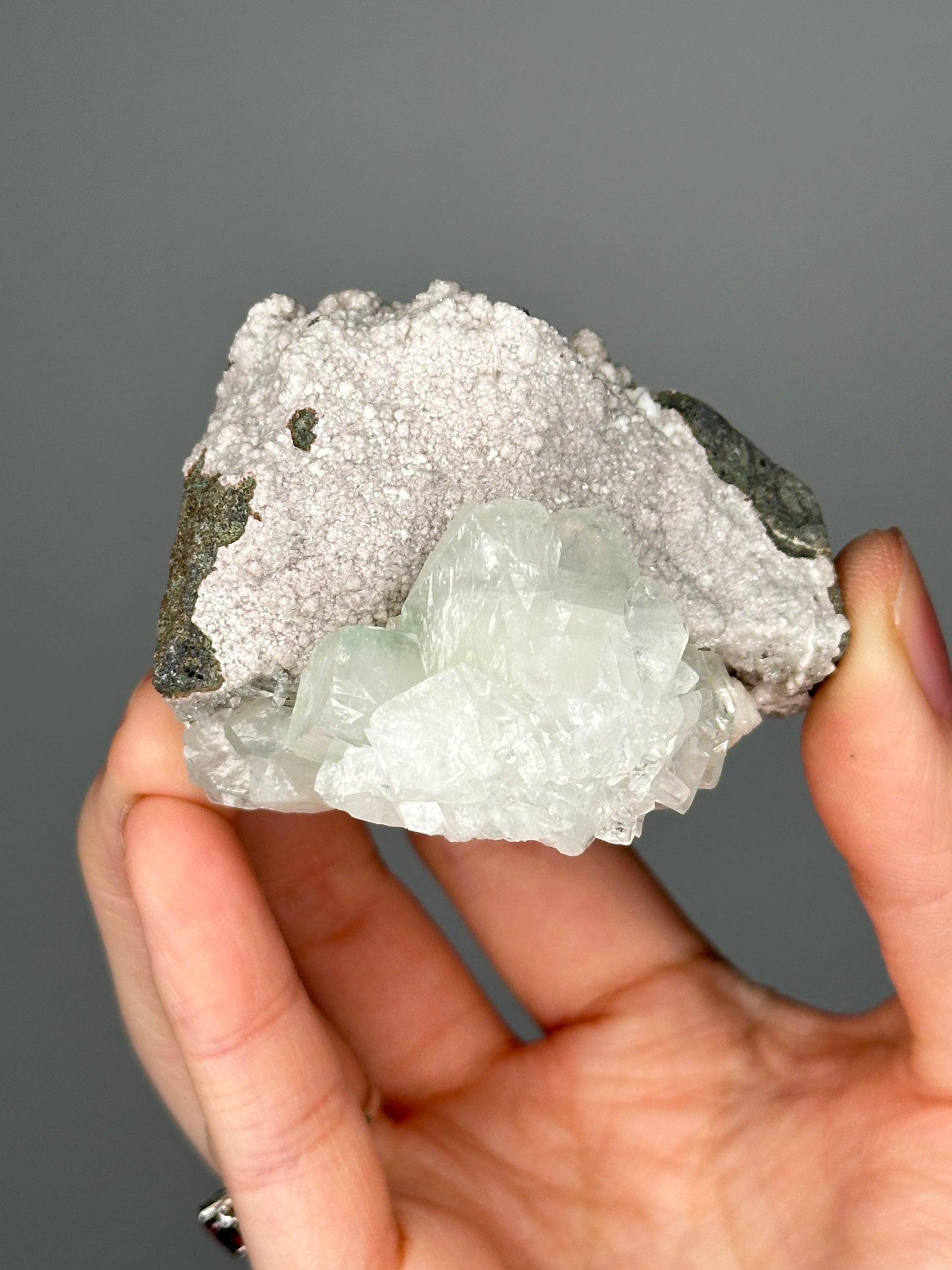 Green Apophyllite with White Stilbite on Pink Heulandite | Natural Zeolite Cluster | Unique Mineral Formation | Crystal Specimen - You pick!