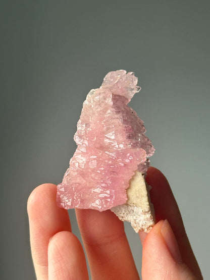 Crystallized Rose Quartz on Stand | Natural Pink Formation | Raw Sparkling Crystal | Stone of Love & Harmony | Unique Mineral Specimen