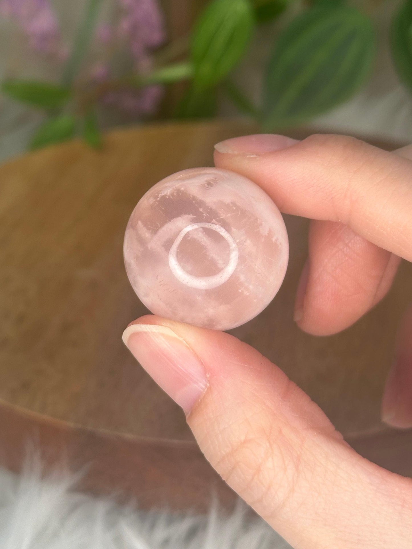 Garden Snow Rose Quartz Sphere | Star Flash Crystal Ball | Unique Rose Quartz with White Inclusions | Polished Gemstone for Display