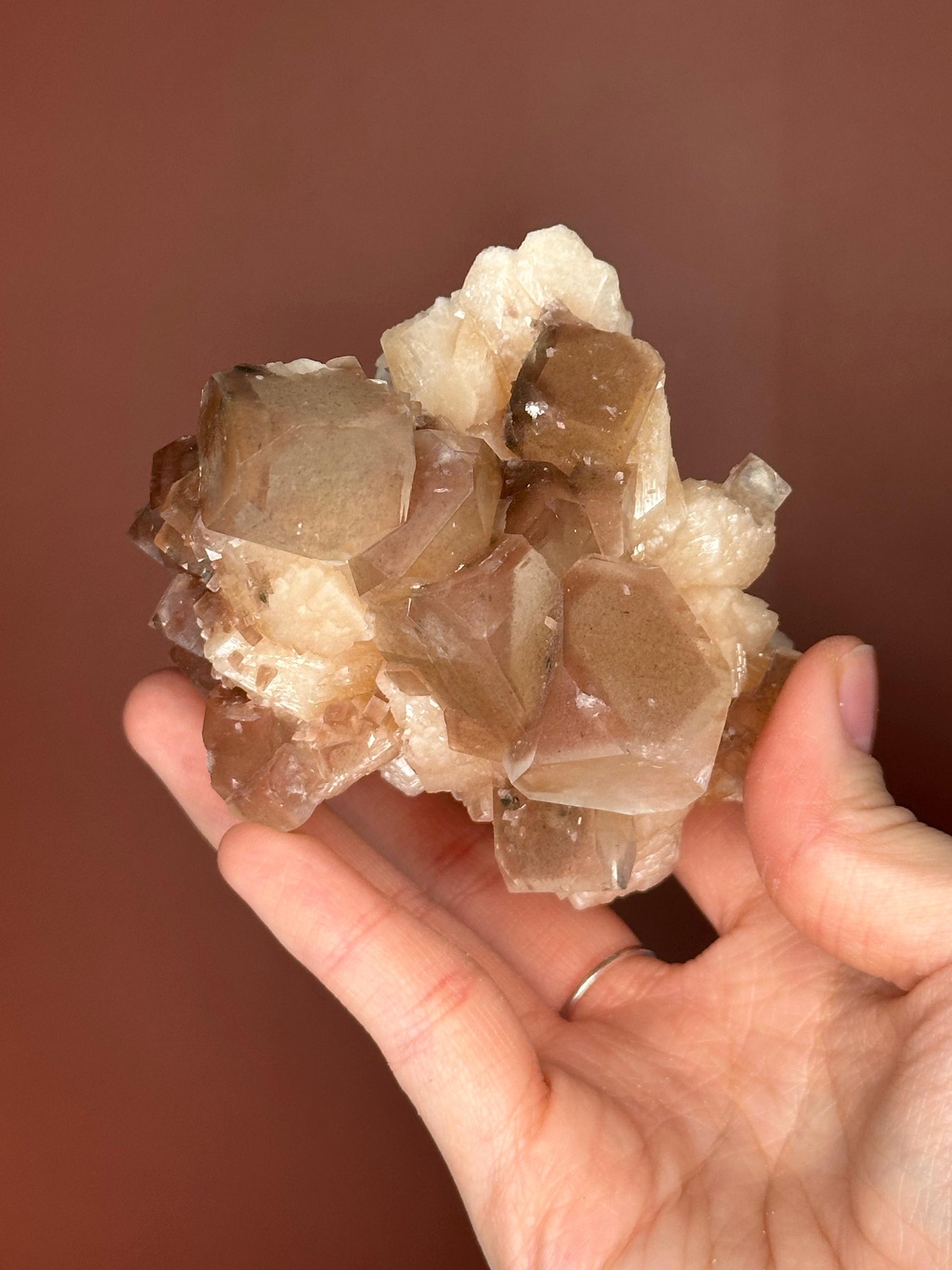 Cubic Red & Green Apophyllite on Stilbite | Natural Zeolite Cluster | Unique Crystal Formation | Mineral Specimen for Display