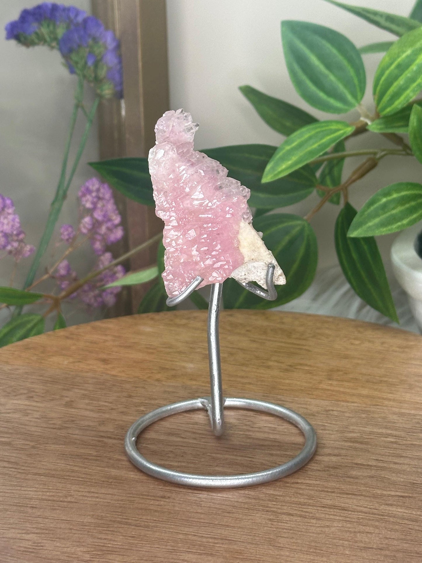 Crystallized Rose Quartz on Stand | Natural Pink Formation | Raw Sparkling Crystal | Stone of Love & Harmony | Unique Mineral Specimen