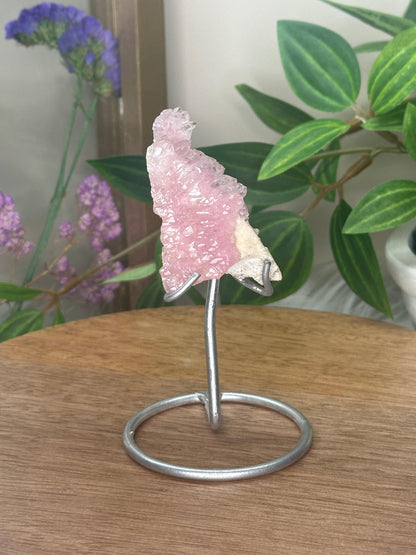 Crystallized Rose Quartz on Stand | Natural Pink Formation | Raw Sparkling Crystal | Stone of Love & Harmony | Unique Mineral Specimen
