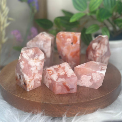 Pink Carnelian Flower Agate Freeform | Polished Crystal Display | Stone of Passion & Growth | Natural Gemstone for Energy And Balance
