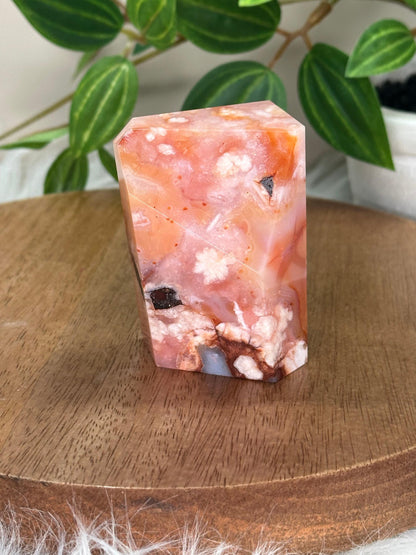 Pink Carnelian Flower Agate Freeform | Polished Crystal Display | Stone of Passion & Growth | Natural Gemstone for Energy And Balance