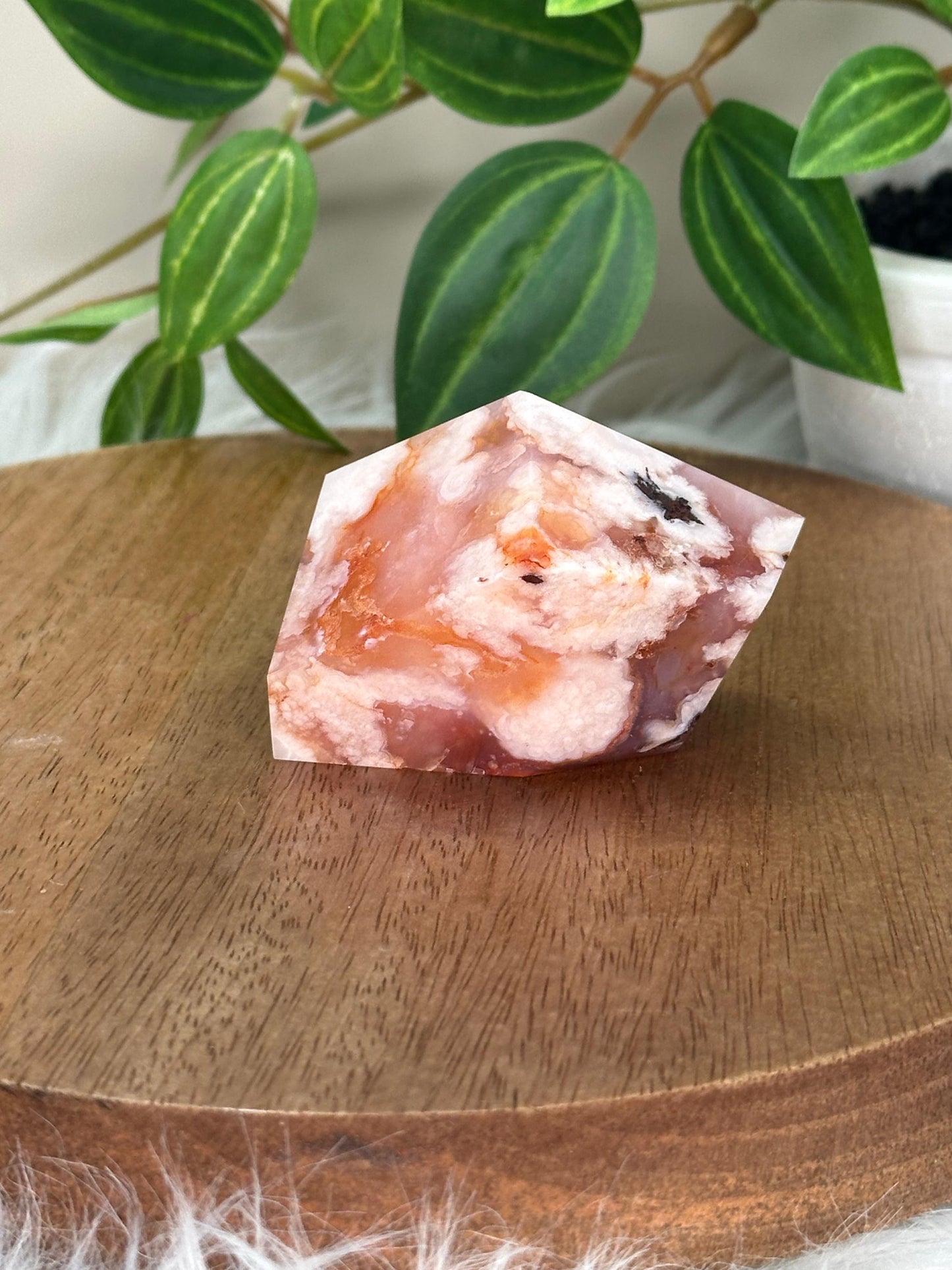 Pink Carnelian Flower Agate Freeform | Polished Crystal Display | Stone of Passion & Growth | Natural Gemstone for Energy And Balance