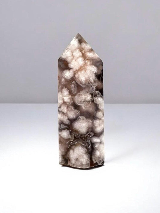 Black Flower Agate Towers | Polished Crystal Points | Natural Floral Patterns | Promotes Grounding & Emotional - You Pick!