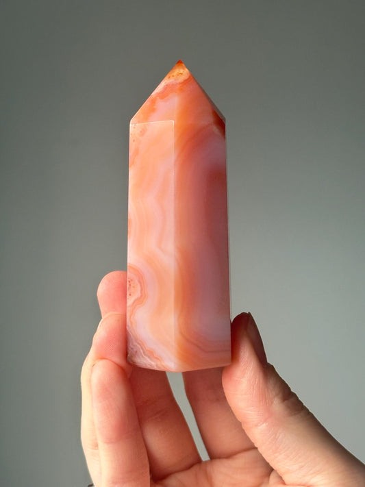 Carnelian Tower | Polished Carnelian Crystal Point | Natural Orange Gemstone | Energy Boosting Stone for Decor and Meditation