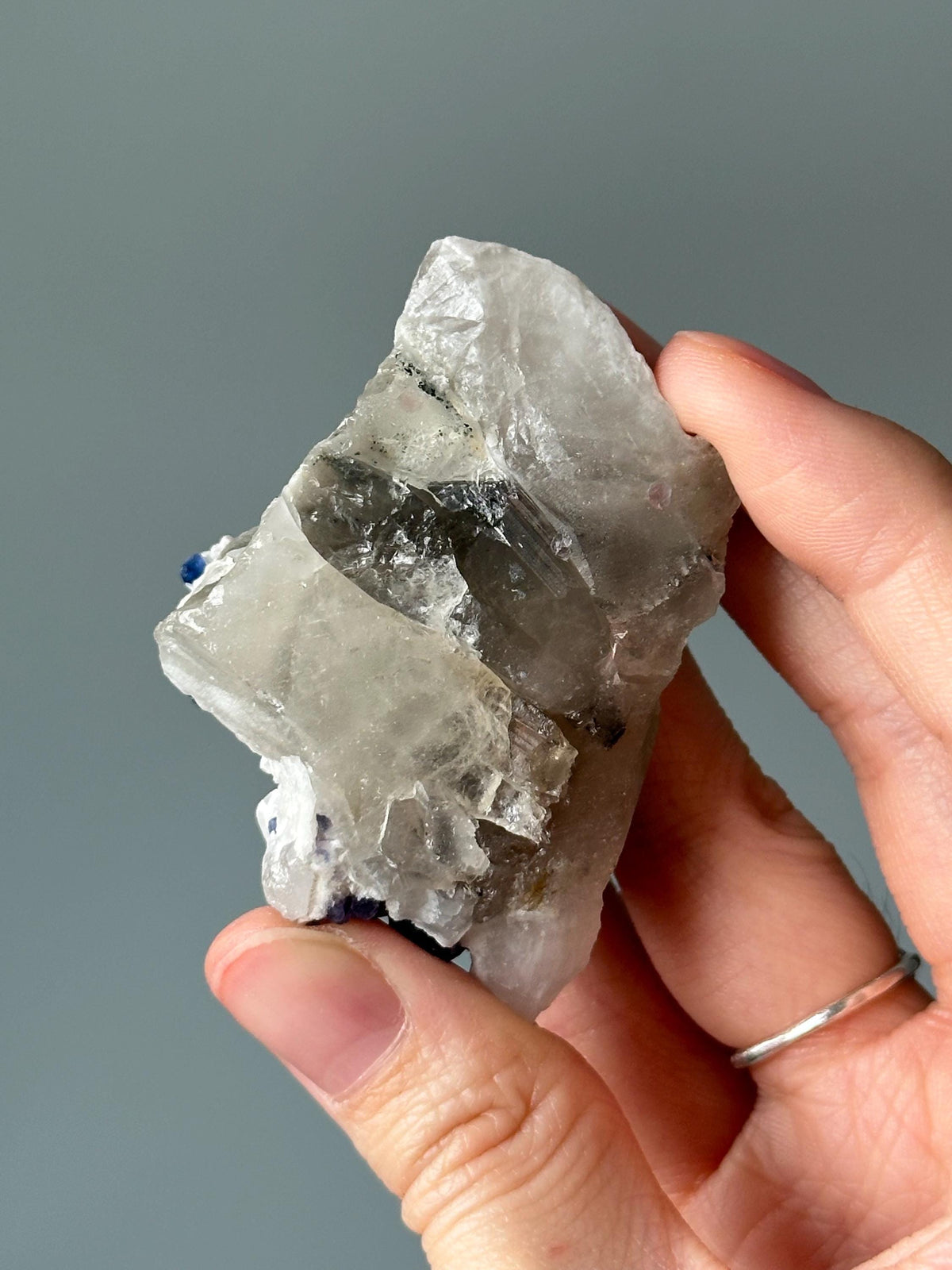 Blueberry Fluorite on Candle Quartz | Natural Crystal Cluster | Unique Mineral Formation | Fluorite on Quartz Specimen | Inner Mongolia
