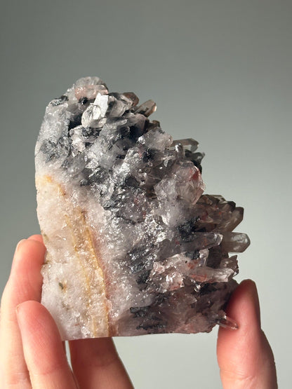 Hematite Quartz Cut Base | Natural Crystal from India | Polished Quartz with Hematite Inclusions | Unique Mineral Display Stone
