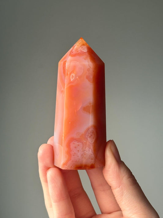 Carnelian Tower | Polished Carnelian Crystal Point | Natural Orange Gemstone | Energy Boosting Stone for Decor and Meditation