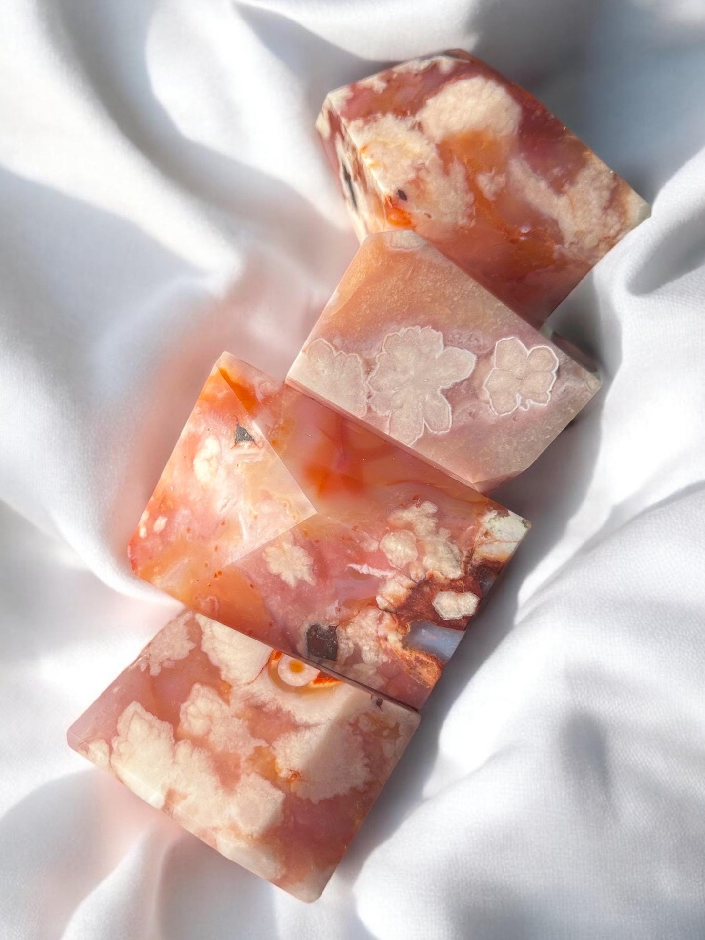 Pink Carnelian Flower Agate Freeform | Polished Crystal Display | Stone of Passion & Growth | Natural Gemstone for Energy And Balance