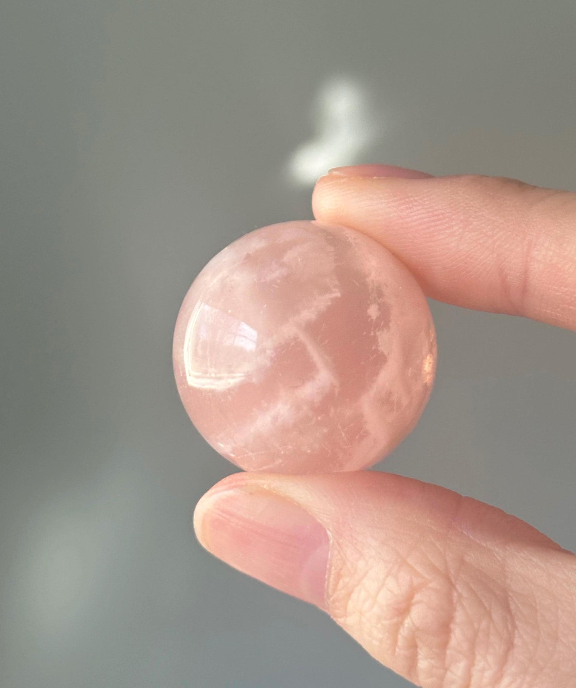 Garden Snow Rose Quartz Sphere | Star Flash Crystal Ball | Unique Rose Quartz with White Inclusions | Polished Gemstone for Display