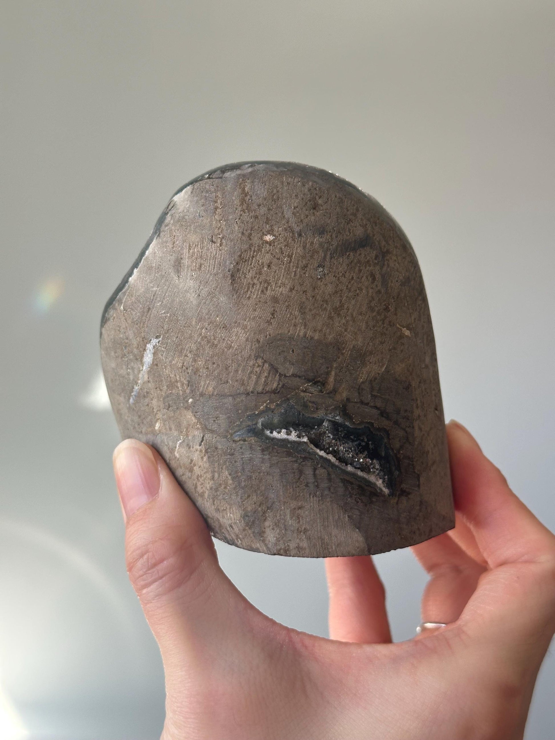 Grey Rainbow Amethyst Cut Base | Unique Crystal Display | Natural Gemstone for Home Decor | Stone for Energy and Balance
