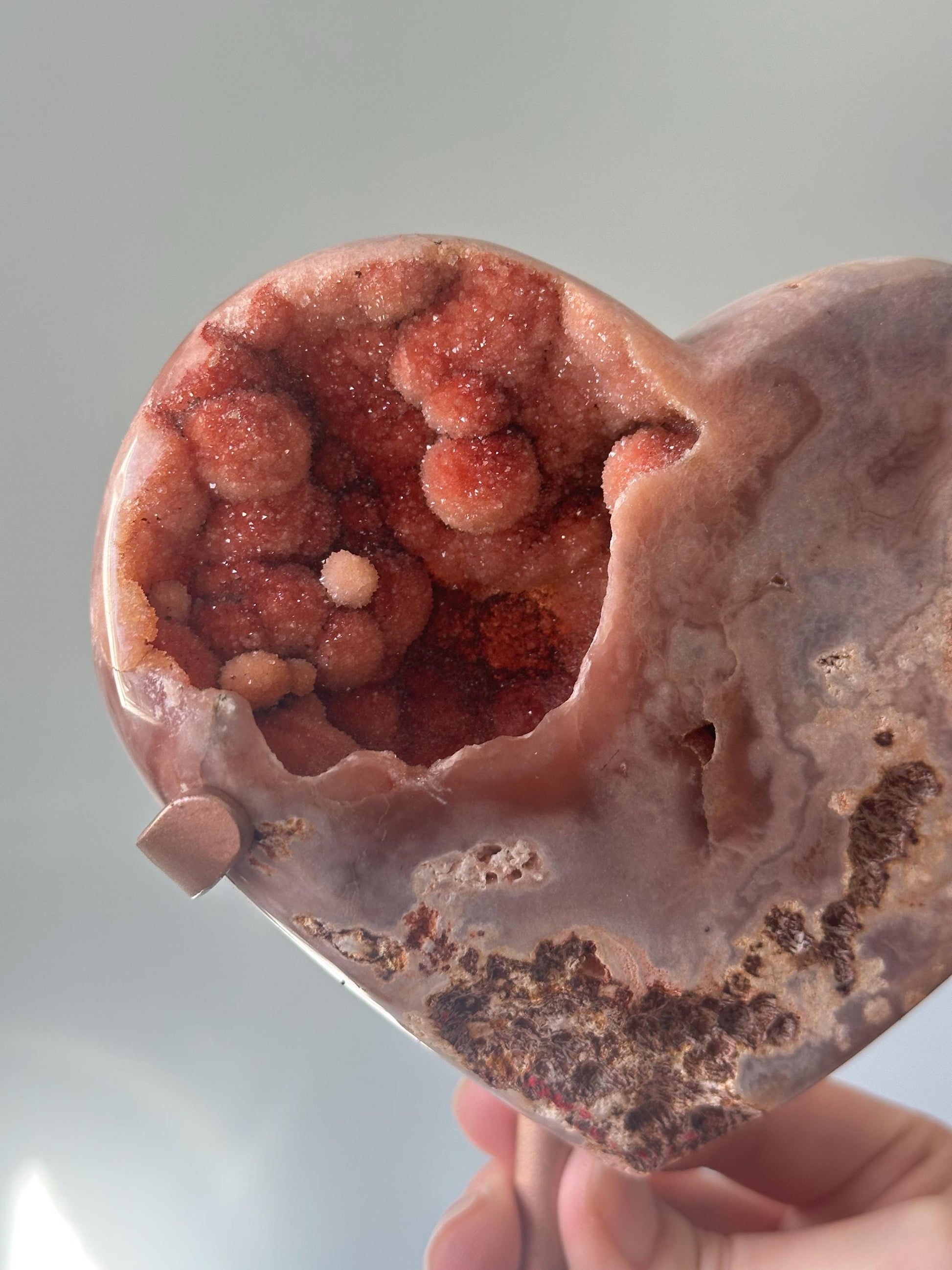 Bubbly Pink Amethyst Heart on Stand | Botryoidal Crystal Display | Calming Energy Stone for Love | Home or Office Decor