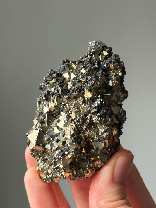 Octahedral Pyrite with Sphalerite & Galena – Natural Mineral Specimen, Metallic Crystal Cluster, Raw Stone Display, Collector Rock Gift
