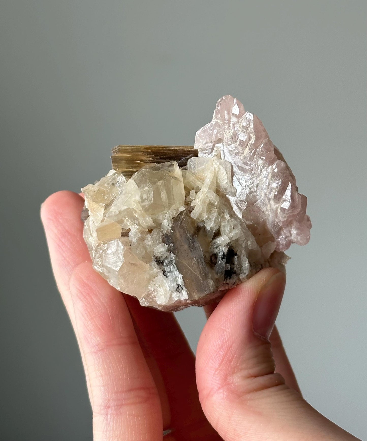 Crystallized Rose Quartz with Muscovite | Raw Mineral Specimen | High Vibration Heart Chakra Stone | Canga Rosa | Crystal for Display